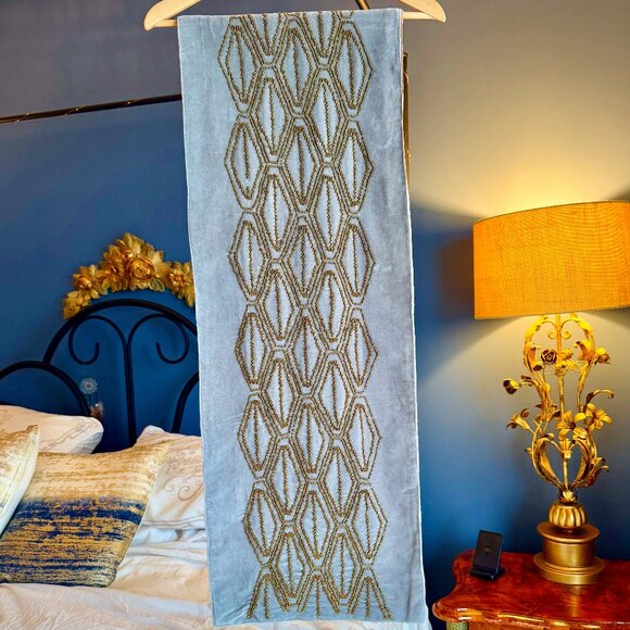 Velvet Taupe with Bronze Beading Table Runner - Picture 1 of 6